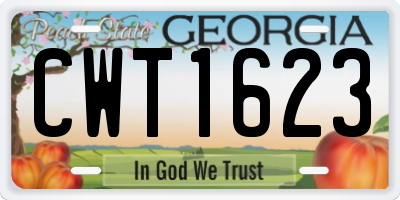 GA license plate CWT1623