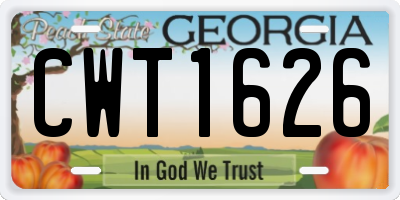 GA license plate CWT1626