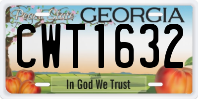 GA license plate CWT1632
