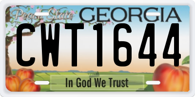 GA license plate CWT1644