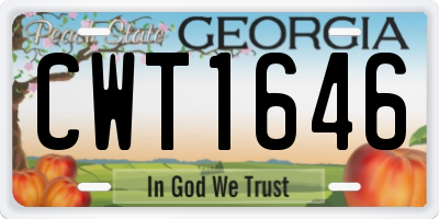 GA license plate CWT1646