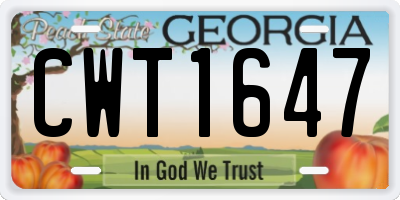 GA license plate CWT1647