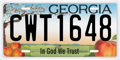GA license plate CWT1648