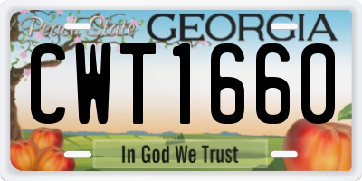 GA license plate CWT1660