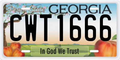 GA license plate CWT1666