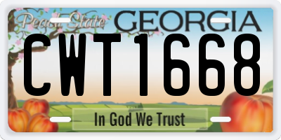 GA license plate CWT1668
