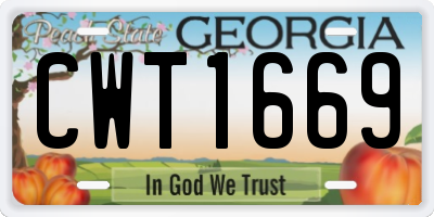 GA license plate CWT1669