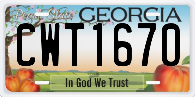 GA license plate CWT1670