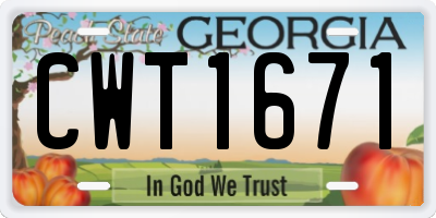 GA license plate CWT1671