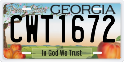 GA license plate CWT1672