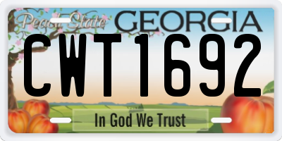 GA license plate CWT1692