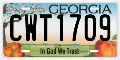 GA license plate CWT1709