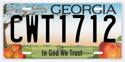 GA license plate CWT1712