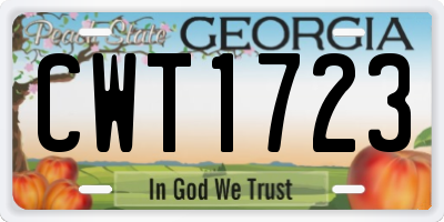 GA license plate CWT1723