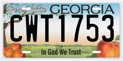 GA license plate CWT1753