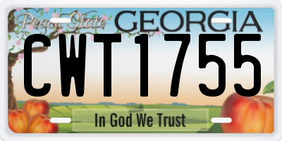 GA license plate CWT1755