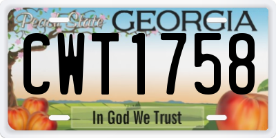 GA license plate CWT1758