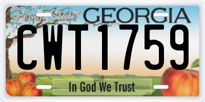 GA license plate CWT1759