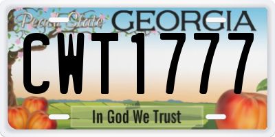 GA license plate CWT1777