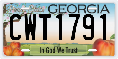 GA license plate CWT1791