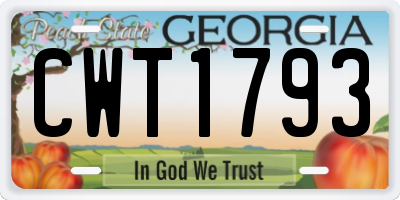 GA license plate CWT1793