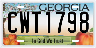 GA license plate CWT1798