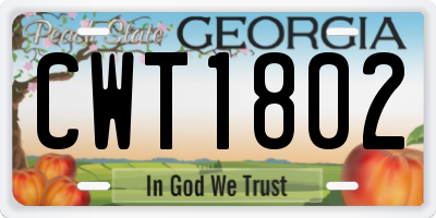 GA license plate CWT1802