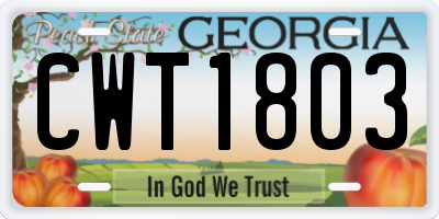 GA license plate CWT1803