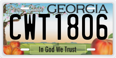 GA license plate CWT1806