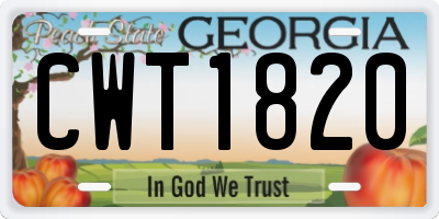GA license plate CWT1820