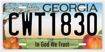 GA license plate CWT1830