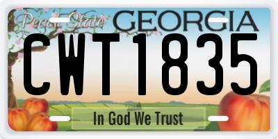 GA license plate CWT1835