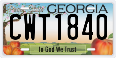 GA license plate CWT1840