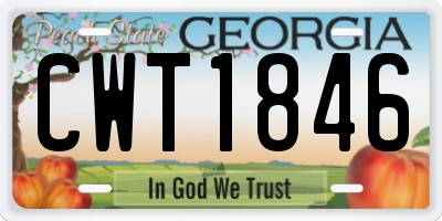 GA license plate CWT1846