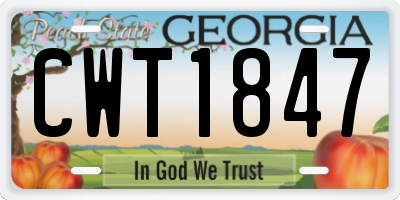 GA license plate CWT1847