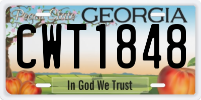 GA license plate CWT1848