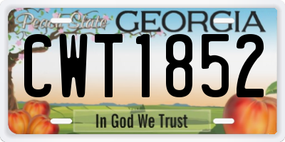GA license plate CWT1852