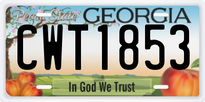 GA license plate CWT1853