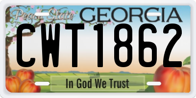 GA license plate CWT1862