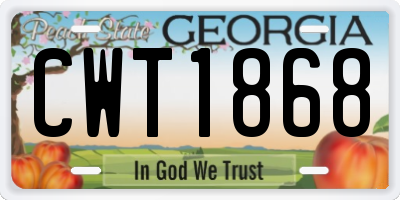 GA license plate CWT1868