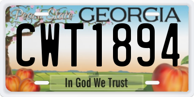 GA license plate CWT1894