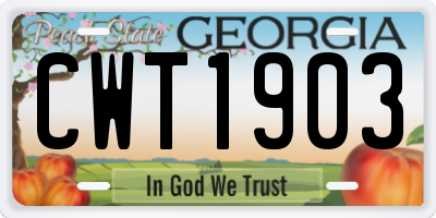 GA license plate CWT1903