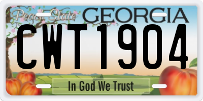 GA license plate CWT1904