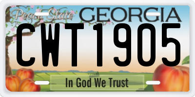 GA license plate CWT1905