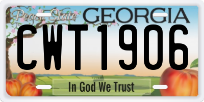 GA license plate CWT1906