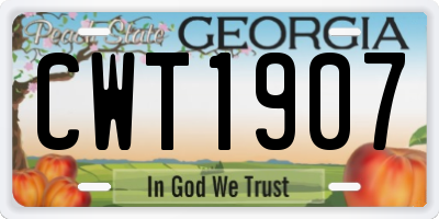 GA license plate CWT1907