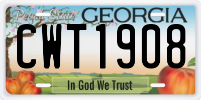 GA license plate CWT1908