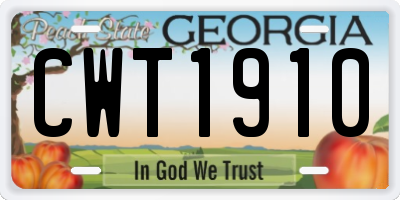 GA license plate CWT1910