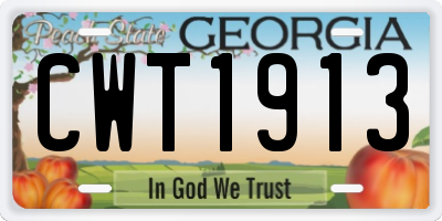 GA license plate CWT1913