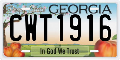 GA license plate CWT1916